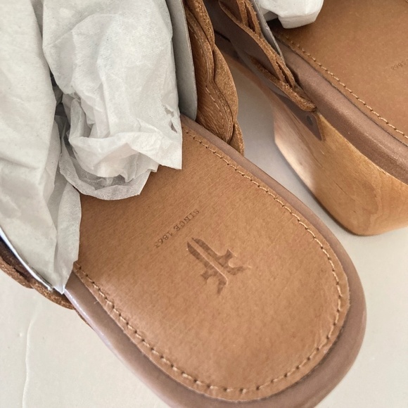 NWOT Frye Mille Braid Tobacco Leather Mule Clogs Sz 10 - Picture 6 of 7